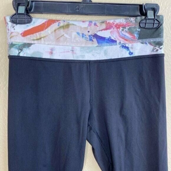 Lululemon Inspire Black Tight II Mesh Pigment Wave Waist 4 Cropped Leggings - Picture 3 of 9